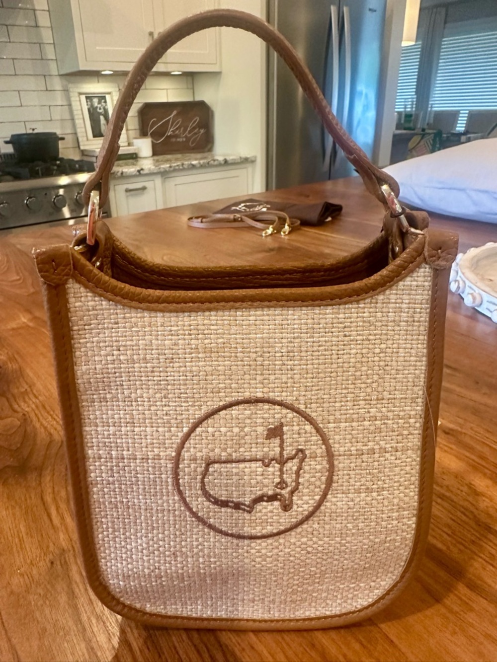 Masters 2026 Leather and Straw Purse
